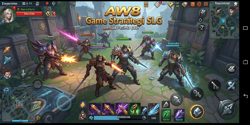 Screenshot gameplay AW8 menampilkan strategi dalam pertempuran SLG.