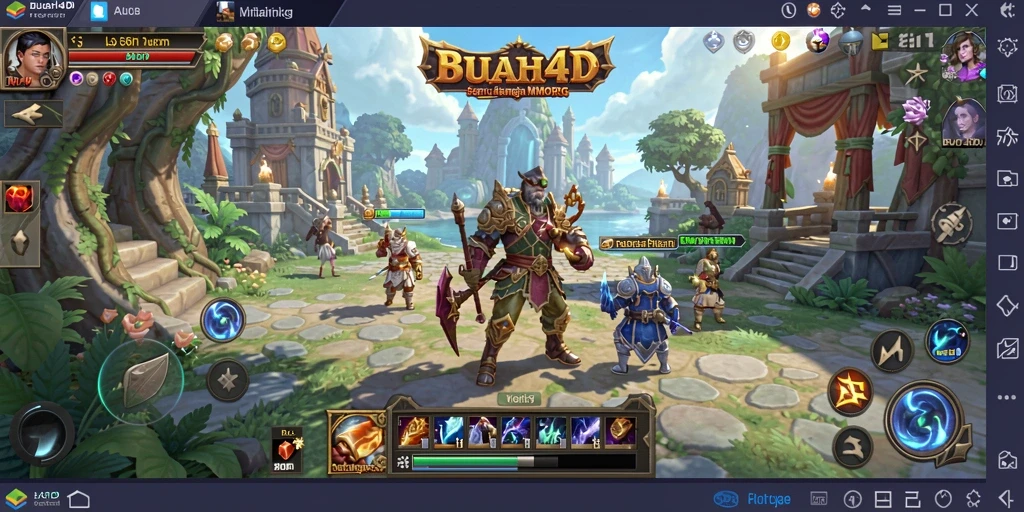 Screenshot gameplay BUAH4D menunjukkan pertarungan seru di dunia MMORPG.