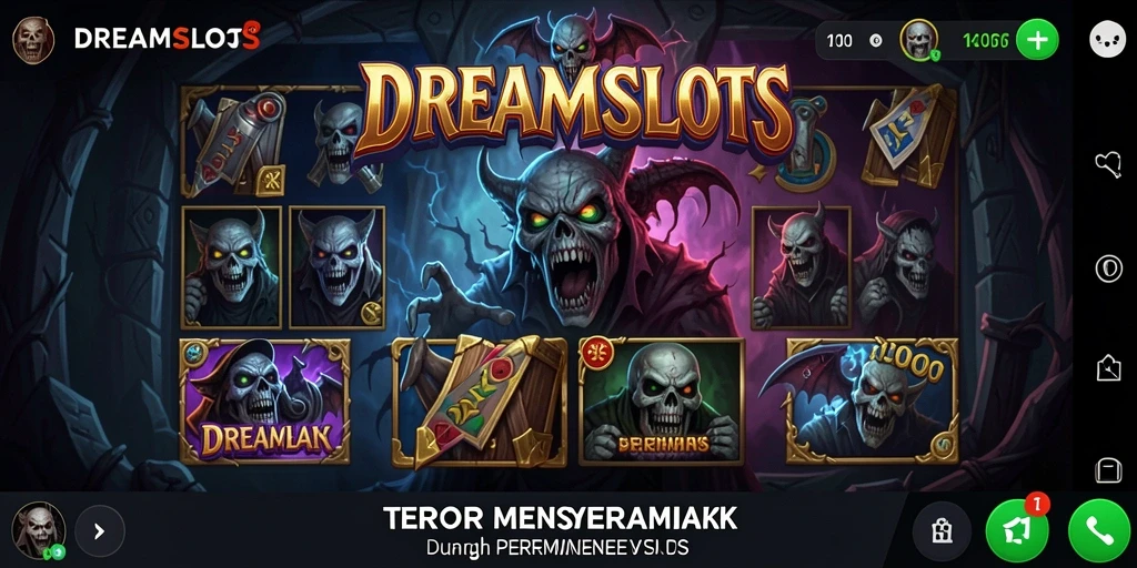 Tampilan menakutkan dari gameplay <strong>DREAMSLOTS</strong> yang sarat ketegangan.