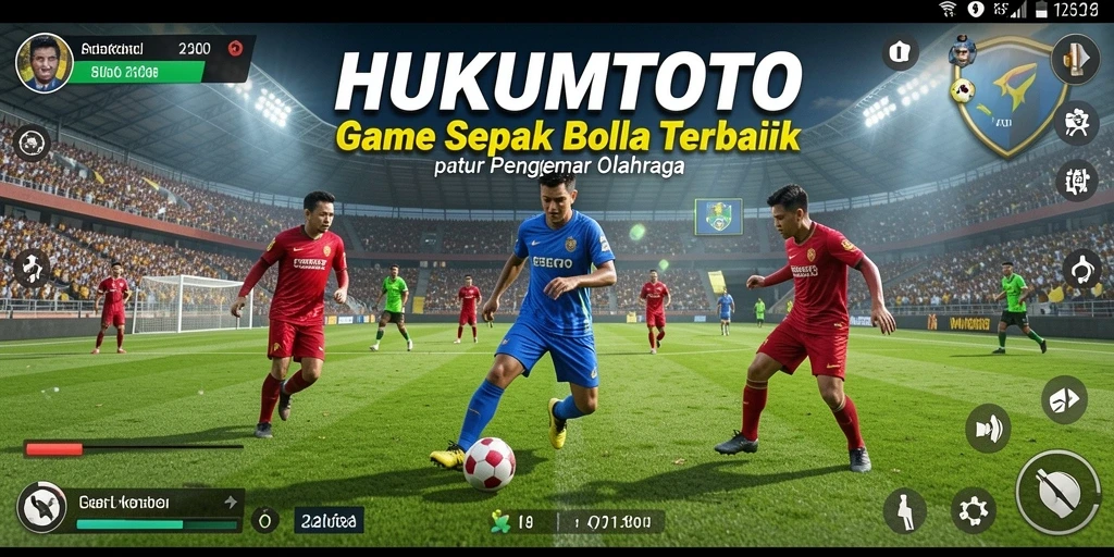 Tampilan gameplay HUKUMTOTO dengan aksi sepak bola yang mendebarkan.