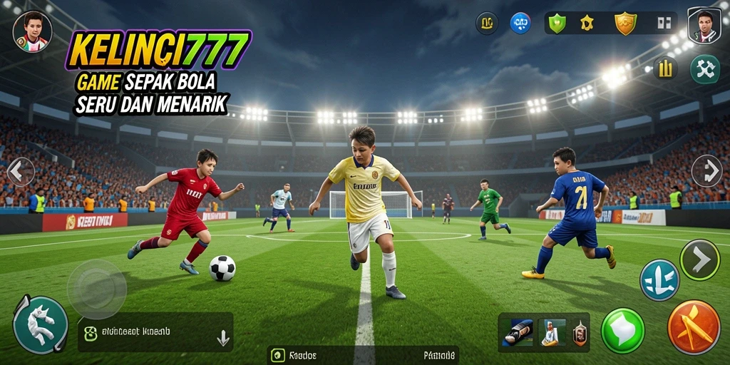 Screenshot KELINCI777 menampilkan aksi seru dalam permainan sepak bola.