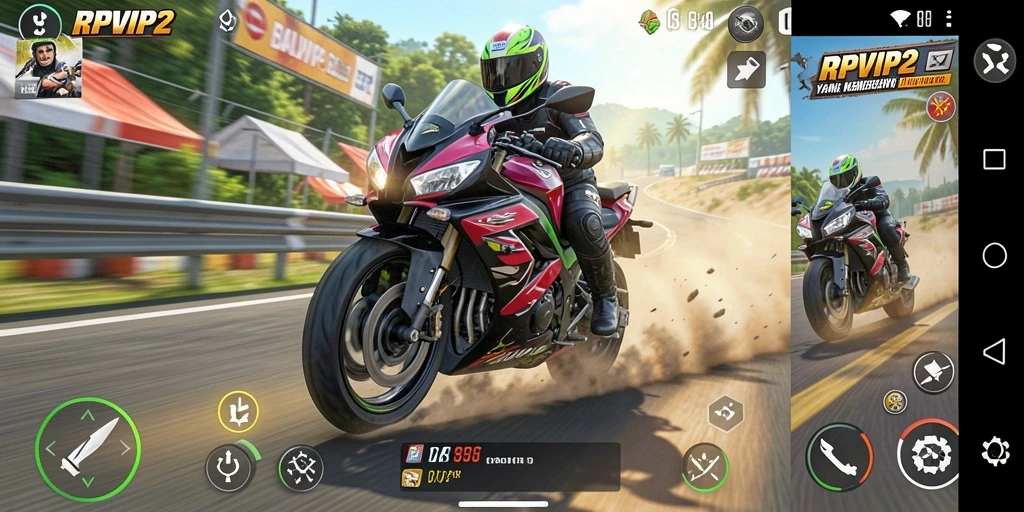 Tampilan gameplay RPVIP2 yang seru dan menegangkan di lintasan balap.
