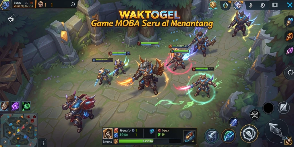 Gameplay seru dalam pertempuran MOBA yang intens.